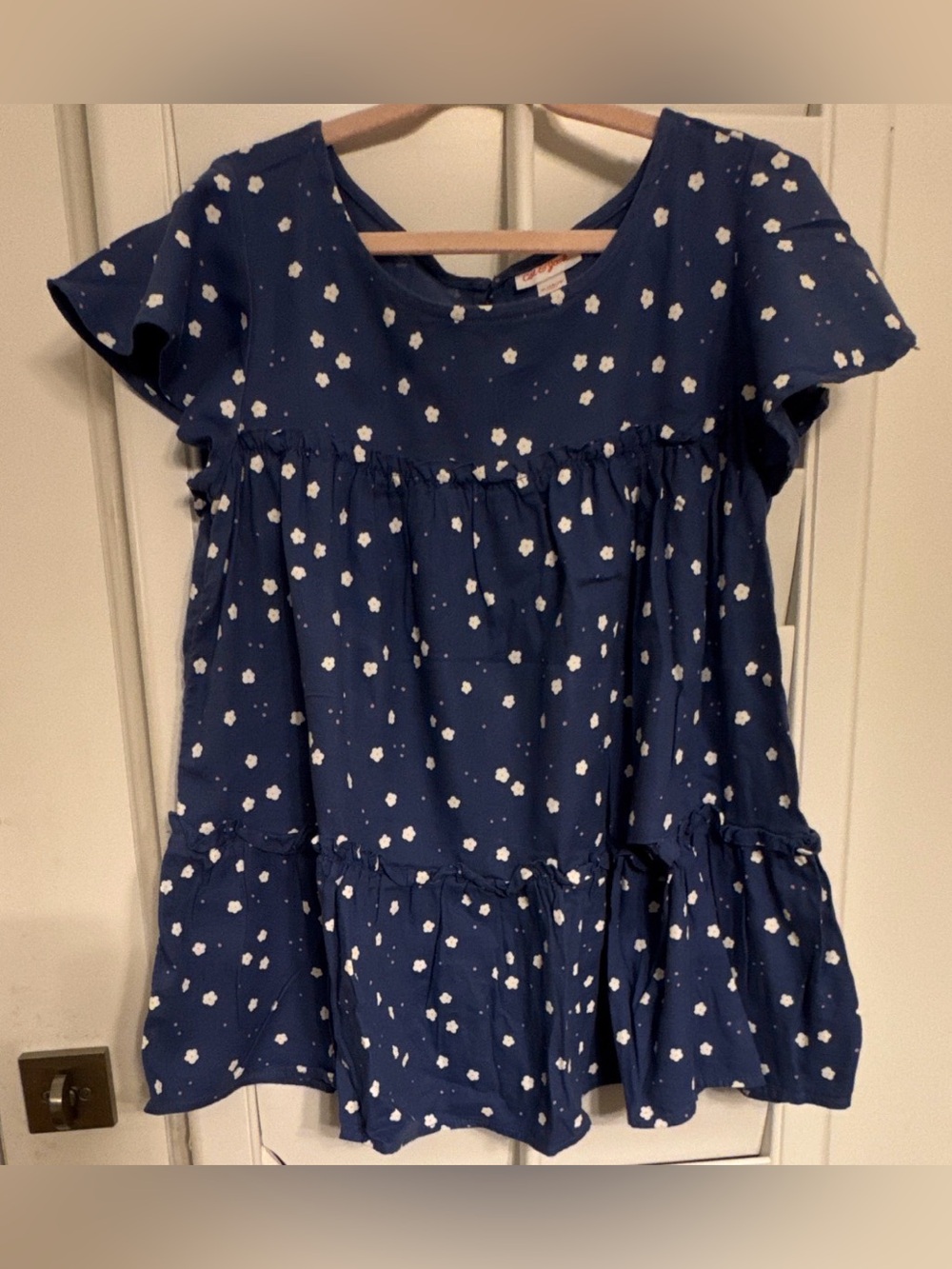 Cat & Jack Navy Blue Floral Tiered Babydoll Top